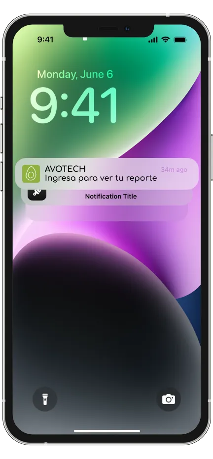 Notificación de Avotech en teléfono